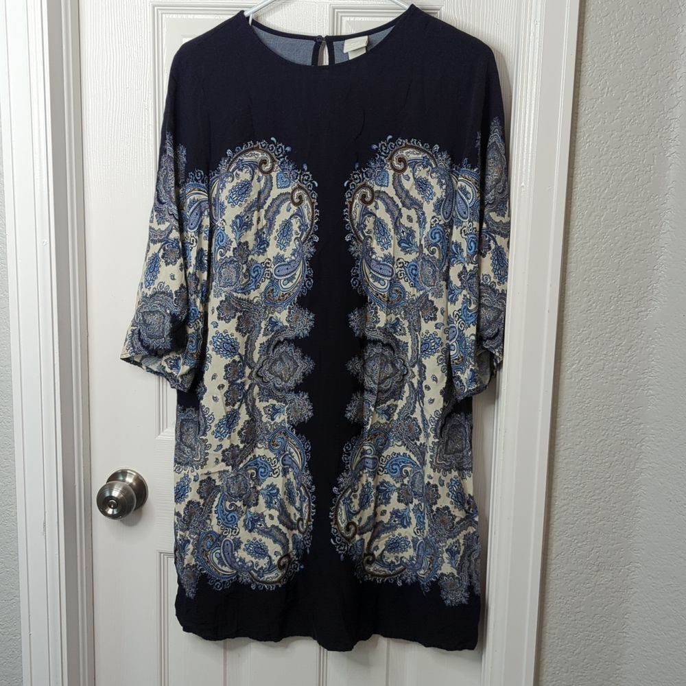 H&M blue Paisley print dress size 12